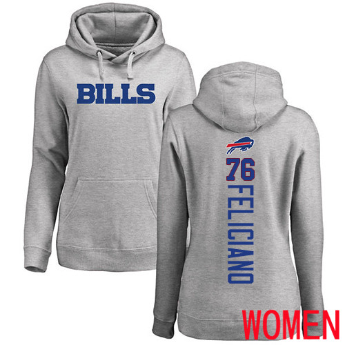 NFL Women Buffalo Bills #76 Jon Feliciano Ash Backer Pullover Hoodie Sweatshirt->buffalo bills->NFL Jersey